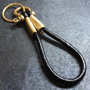  brass key holder F2 leather craft key ring leather black color attaching and detaching can attaching 