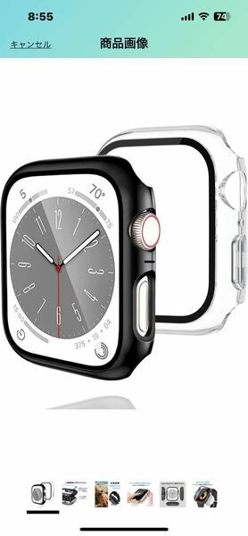 f142 colaxuyi 【2枚セット】 Apple Watch 8 7 用 ケース 41mm 一体型 全面保護 曇らない マット軽量 指紋防止 薄型 41mm ブラック+クリア