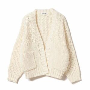  unused BEAMS cardigan 120cm regular price 6000 jpy white white hand-knitted manner Be mingby Beams B:MING by BEAMS