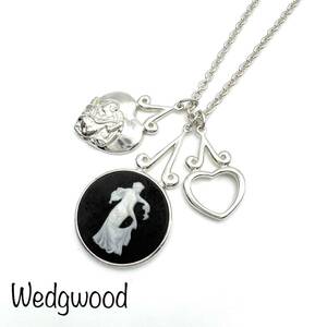 Wedgwood｜ウェッジウッド ネックレス【アクティ】ジャスパー シルバー925 ハート 黒/ブラック系 silver ヴィンテージ ブランド a209et oth