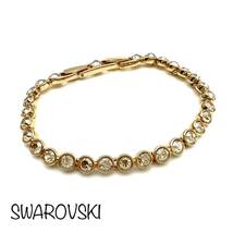 SWAROVSKI｜スワロフスキー ブレスレット【アクティ】イエローゴールド系 クリスタルガラス ラインストーン テニス ブランド a222et_画像1