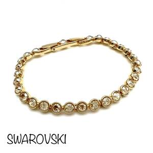 SWAROVSKI｜スワロフスキー ブレスレット【アクティ】イエローゴールド系 クリスタルガラス ラインストーン テニス ブランド a222et