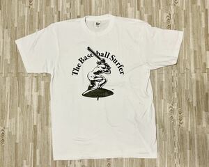 The Baseball Surfer Tシャツ【ホワイト】XLサイズ インク飛び跳ね3箇所有　ラメ入り