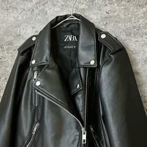 極美品 ZARA ザラ レディス エコレザー ダブルライダースジャケット ブラック黒 Lサイズ_画像3