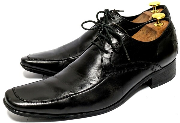 kATHARINE HAMNETT 26cm　ビジネスシューズ　スワールトゥ　ブラック　高級靴　本革　外羽根　フォーマル　紳士靴　ドレス　送料無料