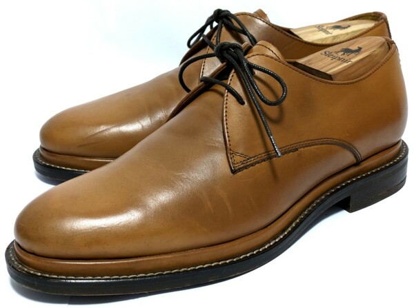 ［良品] GIANCARLO MORELLI 39 24.5cm　ビジネスシューズ プレーントゥ ブラウン 革靴　高級靴　フォーマル　紳士靴　メンズ　送料無料！