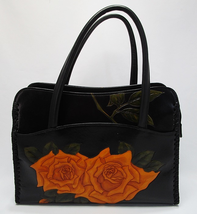 Jamul K Kg0115-69 ◆شحن مجاني◆ حقيبة جلدية منحوتة مصنوعة يدوياً من الورد الوردي, صنع يدوي, شنطة, شنطة, للنساء