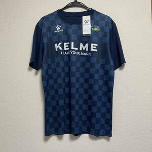 ★新品 KELME ケルメ／ 半袖プラクティスTシャツ L ネイビーブルー ドライ 吸汗速乾 サッカー フットサル トレーニングウェア