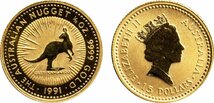 オーストラリア　15ドル(1/10Oz)金貨　1991年　未使用品　レッドカンガルー_画像1