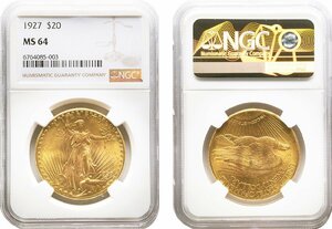 アメリカ　20ドル金貨　1927年　未使用品　自由の女神立像　NGC(MS64)