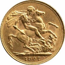 英国　ソブリン金貨　1907年　極美品　エドワード7世_画像3