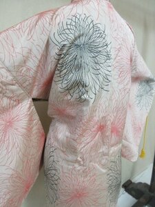 1円 良品 正絹 羽織 縮緬 アンティーク レトロ 白 乱菊 草花 おしゃれ 可愛い 袷 身丈80cm 裄66cm【夢職】★★★