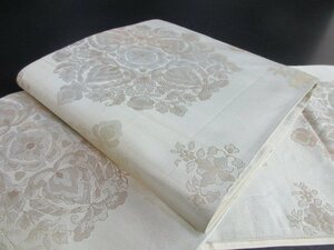 1円 良品 正絹 袋帯 引箔 オリエンタル草花 宝相華 花唐草 草花 かわいい お洒落 六通柄 高級 長さ404cm【夢職】★★★