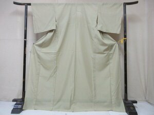 1円 良品 化繊 着物 洗える 絽 色無地 紋なし 黄土色 おしゃれ 単衣 身丈163cm 裄69cm【夢職】★★★