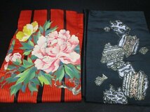 中古 名古屋帯 リメイク 綸子 名古屋帯 アンティーク 大正浪漫 各色 まとめて10点 ペイント 刺繍 材料 素材 古布 お稽古 【夢職】 ☆☆_画像7