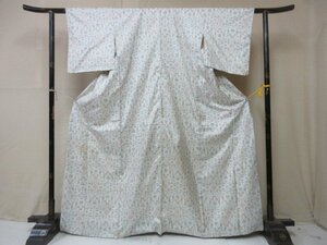 1円 中古 正絹 着物 本場白大島紬 オリエンタル草花 花唐草 高級 袷 身丈145cm 裄64cm【夢職】★★★