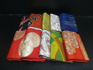 中古 名古屋帯 リメイク 絹 化繊 縮緬 刺繍 大量 まとめて10点 材料 素材 古布 お稽古 初心者【夢職】☆☆