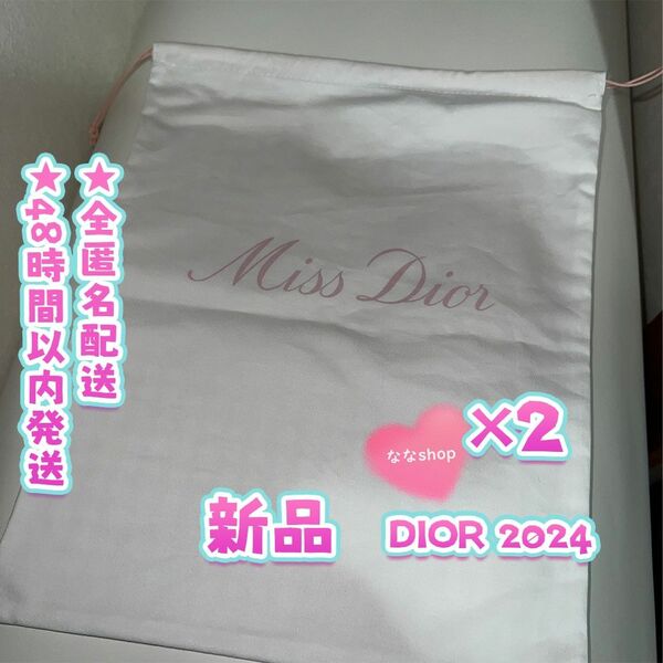 2個セット MISS DIOR ピンク千鳥柄 2024 伊勢丹限定 巾着　ポーチ