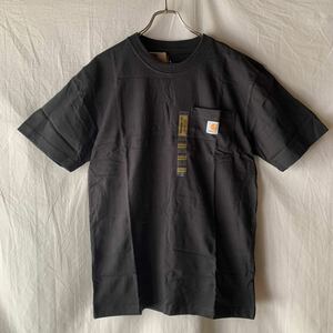 未使用 US規格 Carhartt カーハート ポケT ワンポイント Tシャツ BLK 黒 ブラック S 検 ヴィンテージ OLD 100%COTTON コットン ５