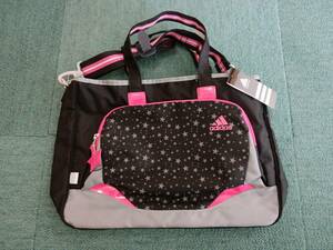  unused adidas Adidas sport bag shoulder bag 2WAY black × pink star charm attaching nylon tag attaching 39×29×8 8L