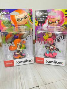 新品 未使用 amiibo アミーボ ガール オレンジ ネオンピンク セット Switch スプラトゥーン スプラ スプラ3