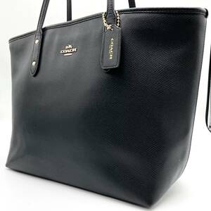 【極美品】 コーチ COACH メンズ トートバッグ ビジネス ハンド ショルダー レザー 革 黒 ブラック 大容量 A4