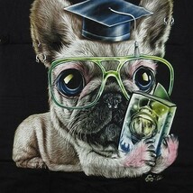 送料無料/新品 半袖Tシャツ パグ イヌ 子犬 大学 科学 犬 スマイル 蛍光ペイント 両面プリント黒 メンズM レディースL 男女兼用■TB20-061_画像2