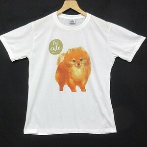 【送料無料】 新品 半袖Tシャツ かわいい イヌ 犬 いぬ ポメラニアン アニマル 白 メンズL レディースXL 男女兼用■TB503