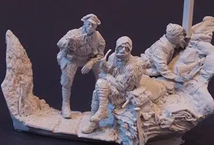 【スケール 1/35】 樹脂 レジン フィギュア キット 兵士3名 軍人 がれき 地面 セット 兵隊 フィギュア 戦争 大戦　未塗装 未組み立て_画像2