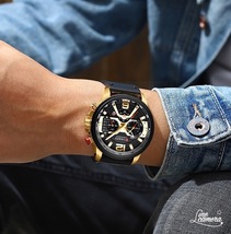 【ブラック×ゴールド】メンズ高品質腕時計 海外人気ブランド CURREN クロノグラフ 防水 クォーツ式 カジュアル スポーツウォッチ_画像3