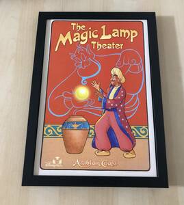 kj ★額装品★ディズニーランド アラジン Magic Lamp Theater 貴重イラスト A4額入り ポスター風デザイン マジックランプシアター 子供部屋