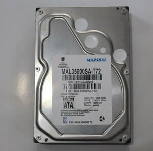 ■3.5インチ 内蔵用ハードディスク 5TB MARSHAL MAL35000SA-T72 [SN266] 