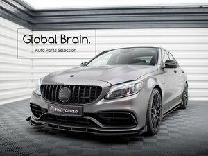 メルセデス ベンツ W205 S205 C63 AMG 後期 フロント リップ スポイラー+ ウィングレット/ フロント ディフューザー フラップ レーシング