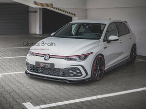 フォルクスワーゲン ゴルフ 8 Rライン/GTI フロント リップ スポイラー V2 / フロント スプリッタ― エプロン バンパー ディフューザー