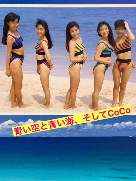 額装品★CoCo/ココ①★青い海、青い空、そして水着CoCo★当時印刷物★色紙サイズ★額入り★乙女塾瀬能あづさ三浦理恵子大野幹代★送料込み