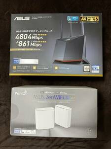 【送料無料・美品】家中メッシュWi-Fiセット！ WiFi6 デュアルバンド 2.5Gポート ASUS製機器 計4台 RT-AX86U ZenWiFi XD6 RT-AX55 AiMesh