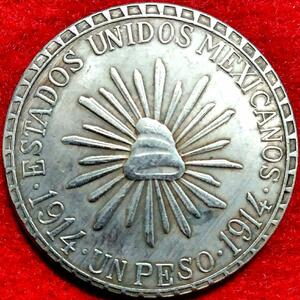 メキシコ 1914年 リベルタード フリギアの帽子UN PESO 4829