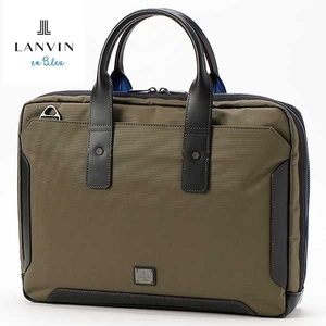 LANVIN en Bleu ランバンオンブルー 定価2,7万 2WAY ビジネスバッグ ショルダー付き ブリーフケース カーキ ※他にも出品中です♪ LA15020