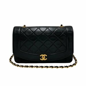 極 美品 箱付 シール有 2番台 CHANEL シャネル ダイアナフラップ マトラッセ レザー チェーン ミニ ショルダーバッグ ブラック 5kmc462-2