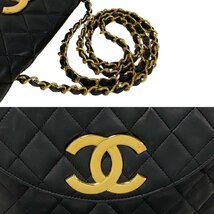 極 美品 シール有 0番台 CHANEL シャネル マトラッセ ココマーク 金具 ラムスキン レザー チェーン ミニ ショルダーバッグ ブラック 85577_画像4