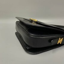 1円 美品 希少品 CELINE セリーヌ ヴィンテージ トリオンフ ロゴ 金具 カーフレザー 本革 ミニ ショルダーバッグ ブラック 黒 60585_画像7