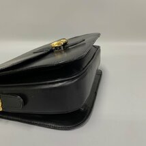 1円 美品 希少品 CELINE セリーヌ ヴィンテージ トリオンフ ロゴ 金具 カーフレザー 本革 ミニ ショルダーバッグ ブラック 黒 60585_画像6