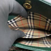 美品 希少品 BURBERRY バーバリーズ バーバリー ノバチェック ロゴ 金具 レザー 本革 ハンドバッグ ミニ トートバッグ グリーン 緑 40821_画像7