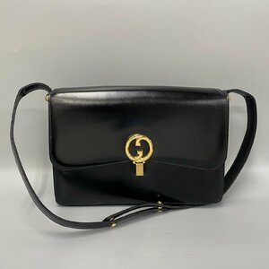 希少品 GUCCI グッチ オールドグッチ ヴィンテージ GG ロゴ 金具 カーフ レザー 2way ハンドバッグ ショルダーバッグ ブラック 10164