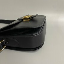 1円 極 美品 CELINE セリーヌ ヴィンテージ 馬車金具 ホースキャリッジ ロゴ カーフレザー 本革 ミニ ショルダーバッグ ブラック 黒 32911_画像6