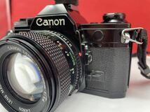 ＊ Canon AE-1 ブラック フィルムカメラ 一眼レフ SPEEDLITE 155A ストロボ フラッシュ レンズ FD 50mm 1:1.4 動作確認済み キャノン _画像3