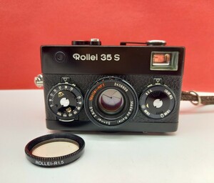 ■ Rollei 35 S コンパクトフィルムカメラ Sonnar 40mm F2.8 Rollei-HFT 動作確認済 シャッター、露出計OK ブラック ローライ