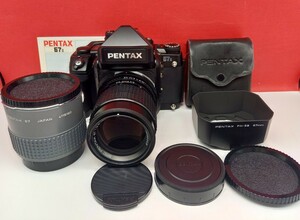 ■防湿庫保管品 PENTAX 67Ⅱ ボディ smc 2.8/165 レンズ 動作確認済 シャッターOK 中判フィルムカメラ ペンタックス