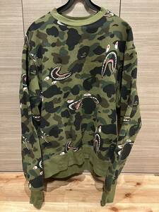 美品 ア ベイシング エイプ 迷彩 カモ スウェット トレーナー L 日本製 A BATHING APE シャーク MADE IN JAPAN