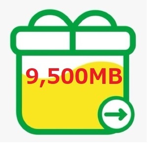 パケットギフト 9,500MB (約9.5GB) mineo マイネオ 即決 匿名 　容量相談対応 ②